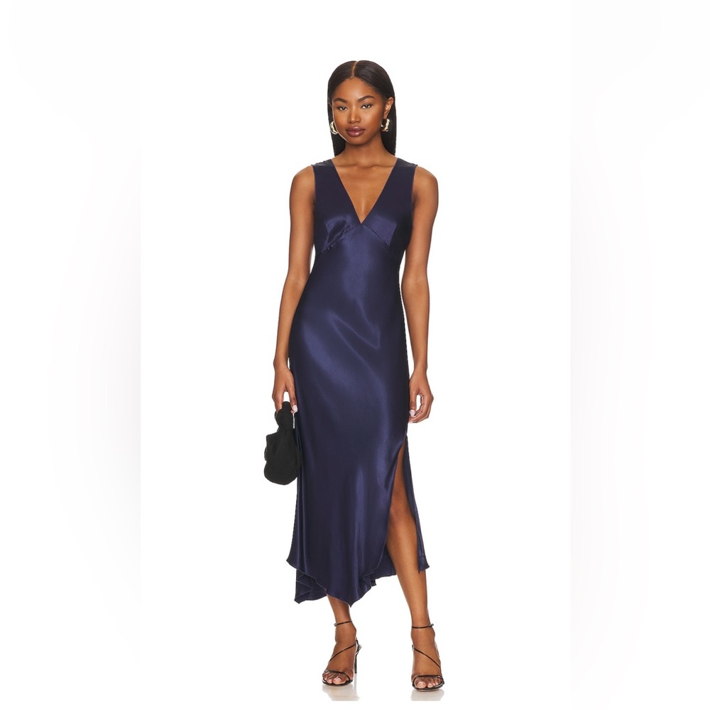 Elegant Navy Blue Satin Dress. Worn once!